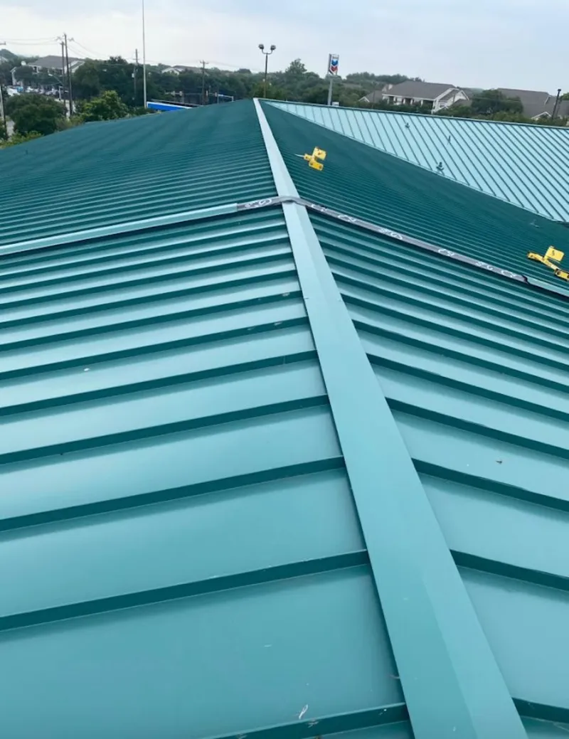 Green commercial metal roof ridge and valley for Metal Roof Repair in Somerdale